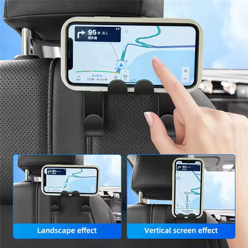 Car Back Seat Hook Hanging Storage Mobile Phone Holder Stand Lazy Rear Seat Phone Headrest Bracket for Iphone Samsung All Phones