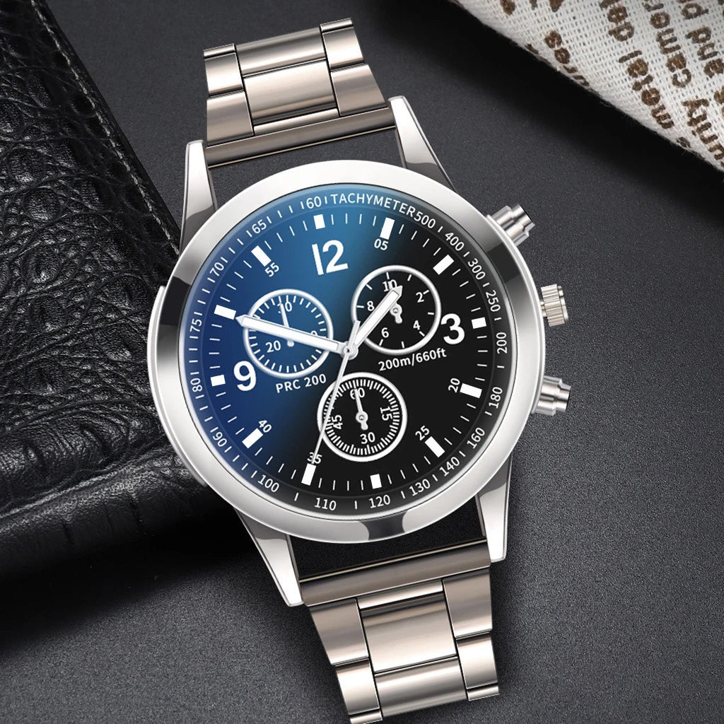 1/2PCS Men Business Watches Fashion Men'S Steel Band Quartz Watch with Bracelet（Box Not Included）