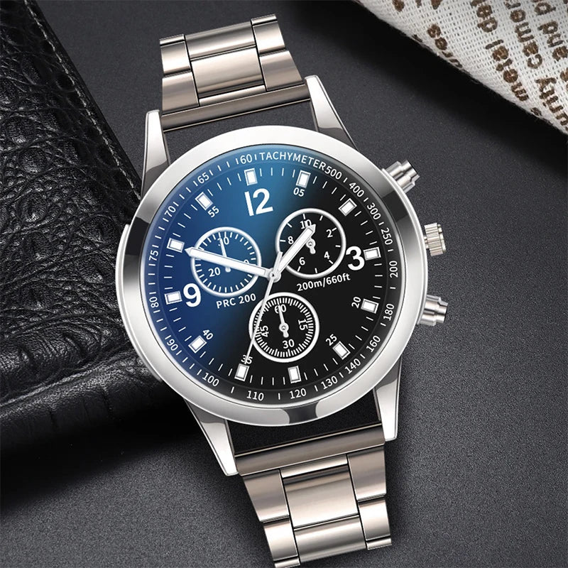 1/2PCS Men Business Watches Fashion Men'S Steel Band Quartz Watch with Bracelet（Box Not Included）