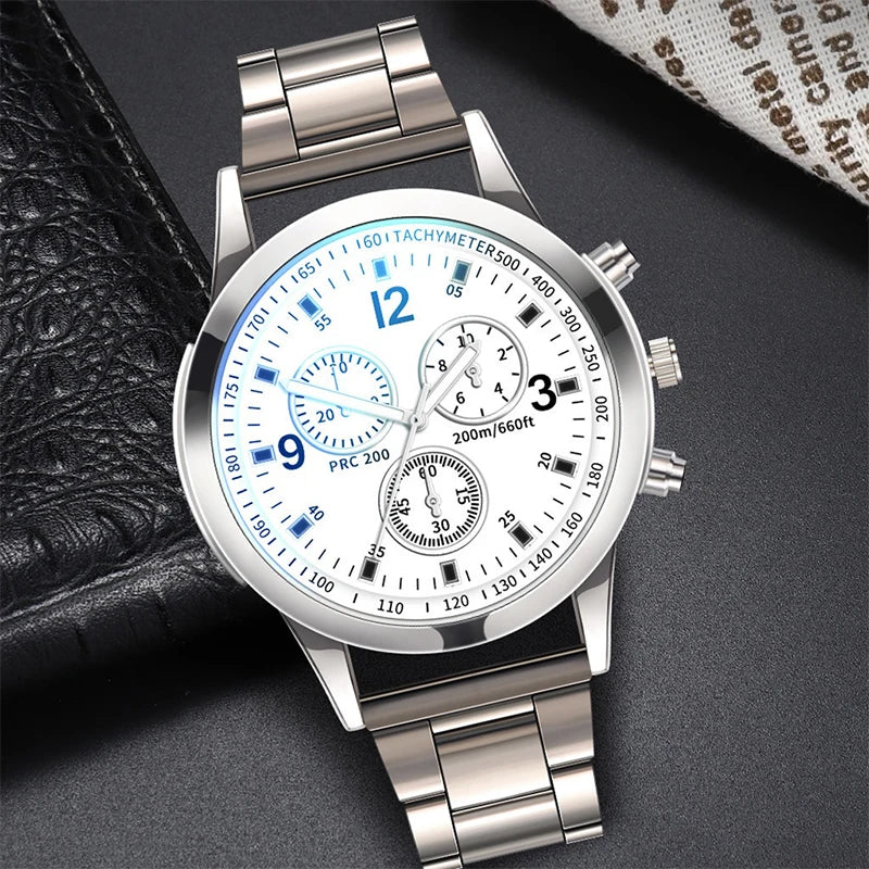 1/2PCS Men Business Watches Fashion Men'S Steel Band Quartz Watch with Bracelet（Box Not Included）