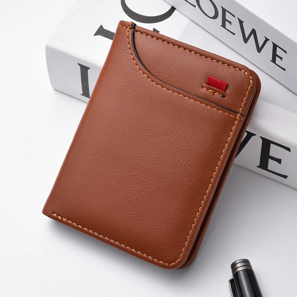 1Pc New Ultra-Thin Mini Soft PU Leather Credit Card Wallet Holder Short Vertical High Quality Men'S Wallet
