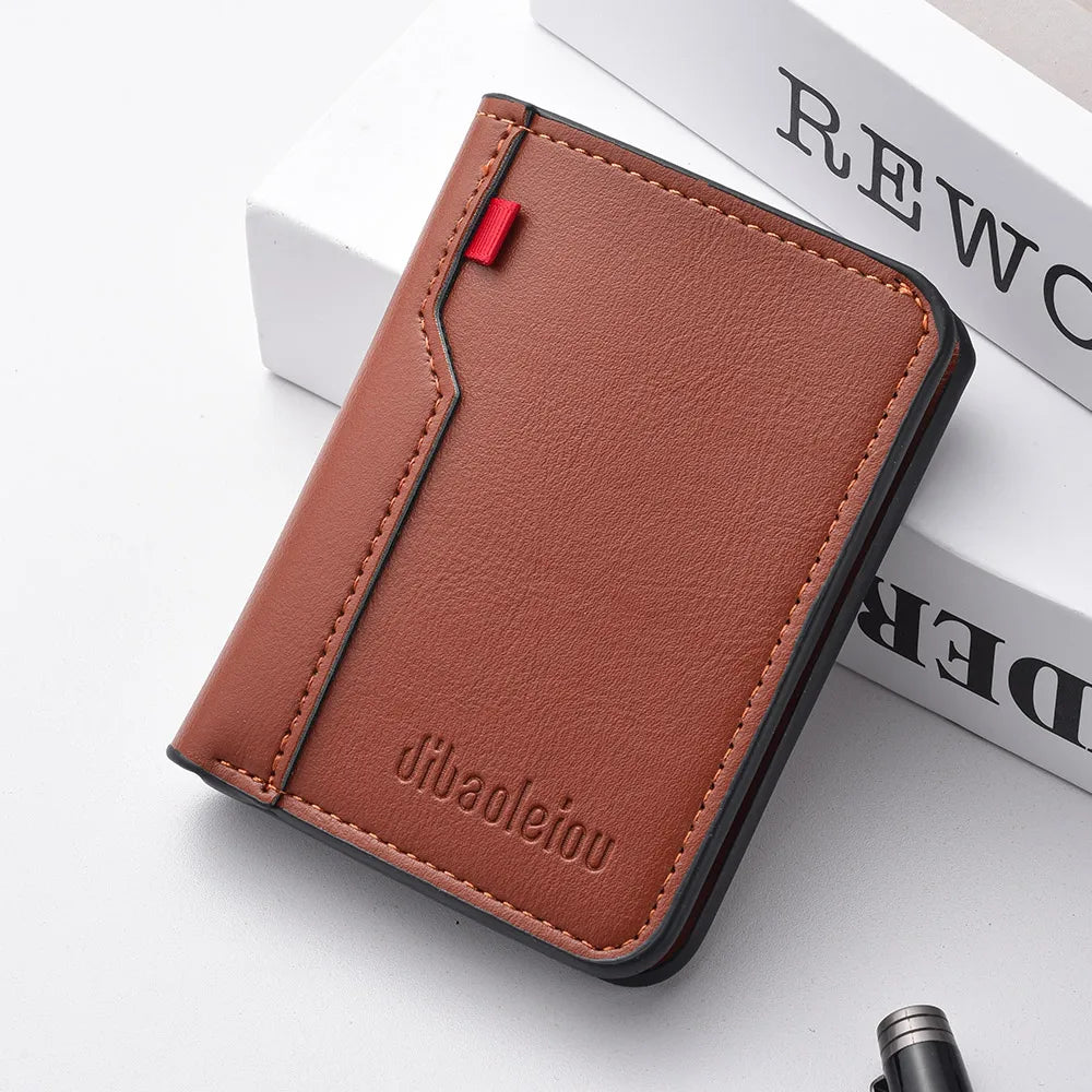 1Pc New Ultra-Thin Mini Soft PU Leather Credit Card Wallet Holder Short Vertical High Quality Men'S Wallet