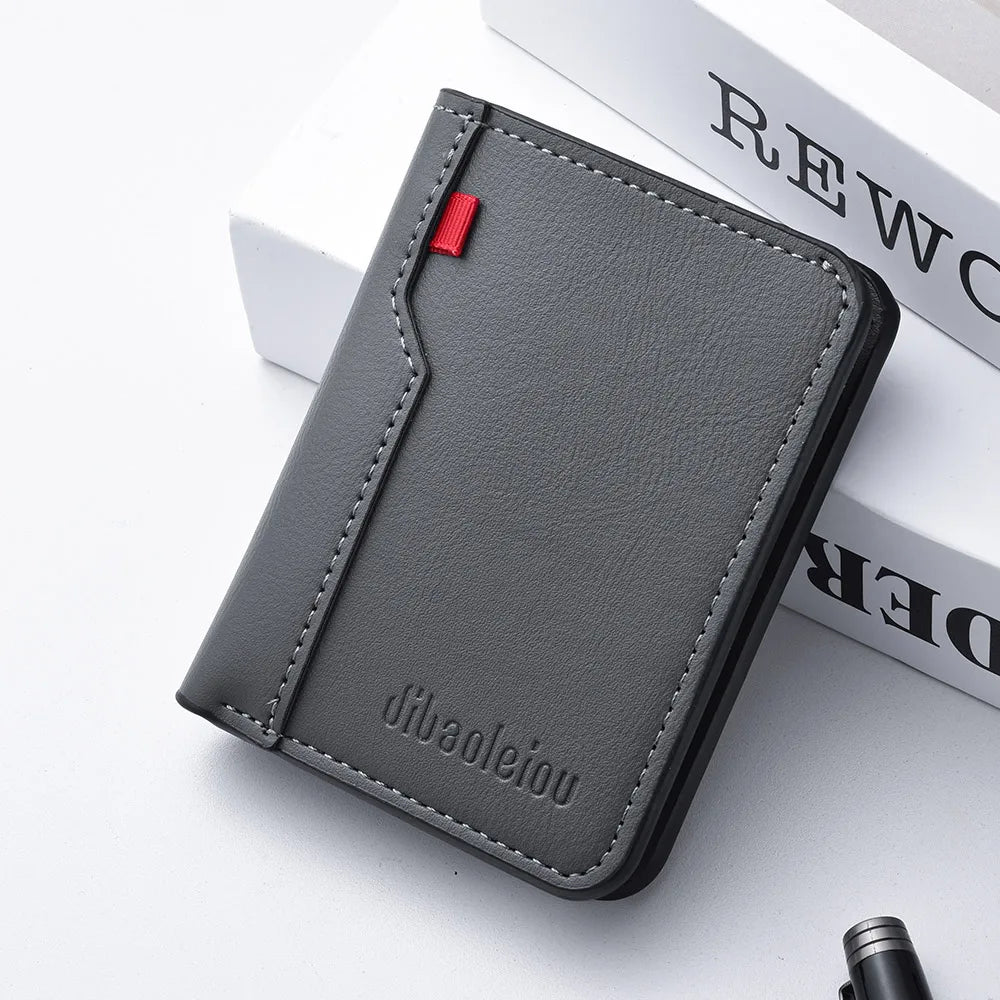 1Pc New Ultra-Thin Mini Soft PU Leather Credit Card Wallet Holder Short Vertical High Quality Men'S Wallet