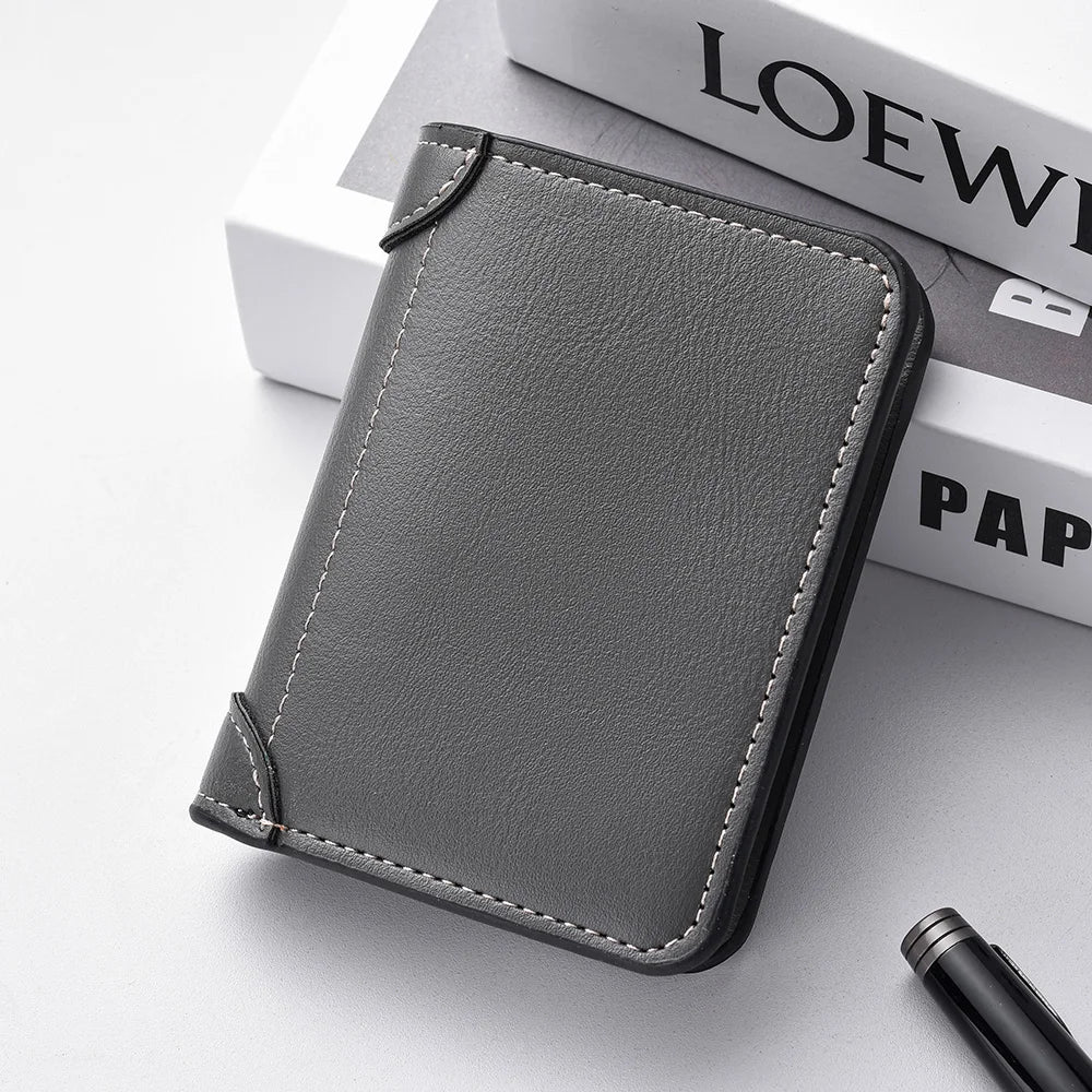 1Pc New Ultra-Thin Mini Soft PU Leather Credit Card Wallet Holder Short Vertical High Quality Men'S Wallet