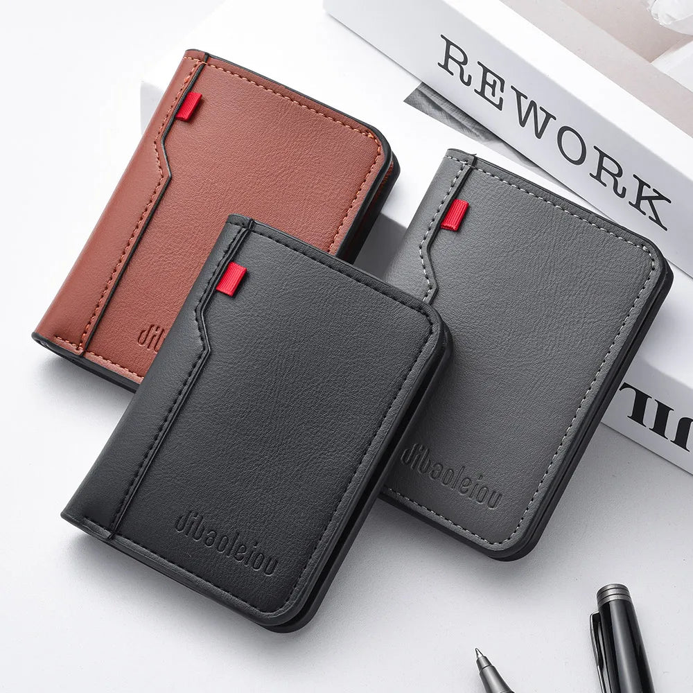 1Pc New Ultra-Thin Mini Soft PU Leather Credit Card Wallet Holder Short Vertical High Quality Men'S Wallet