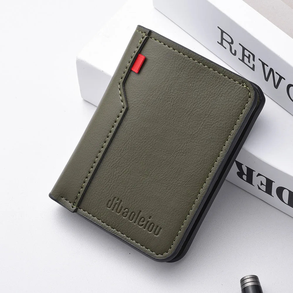 1Pc New Ultra-Thin Mini Soft PU Leather Credit Card Wallet Holder Short Vertical High Quality Men'S Wallet