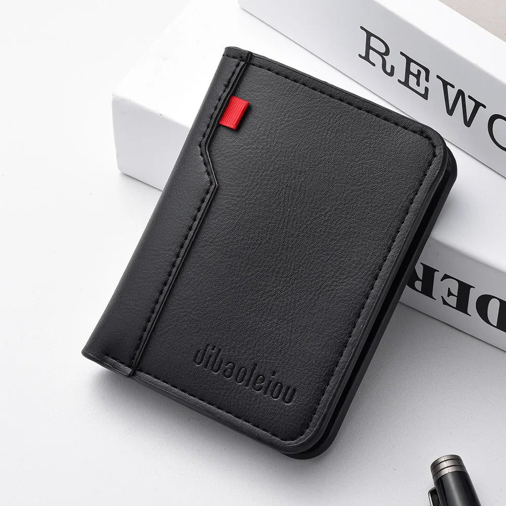 1Pc New Ultra-Thin Mini Soft PU Leather Credit Card Wallet Holder Short Vertical High Quality Men'S Wallet